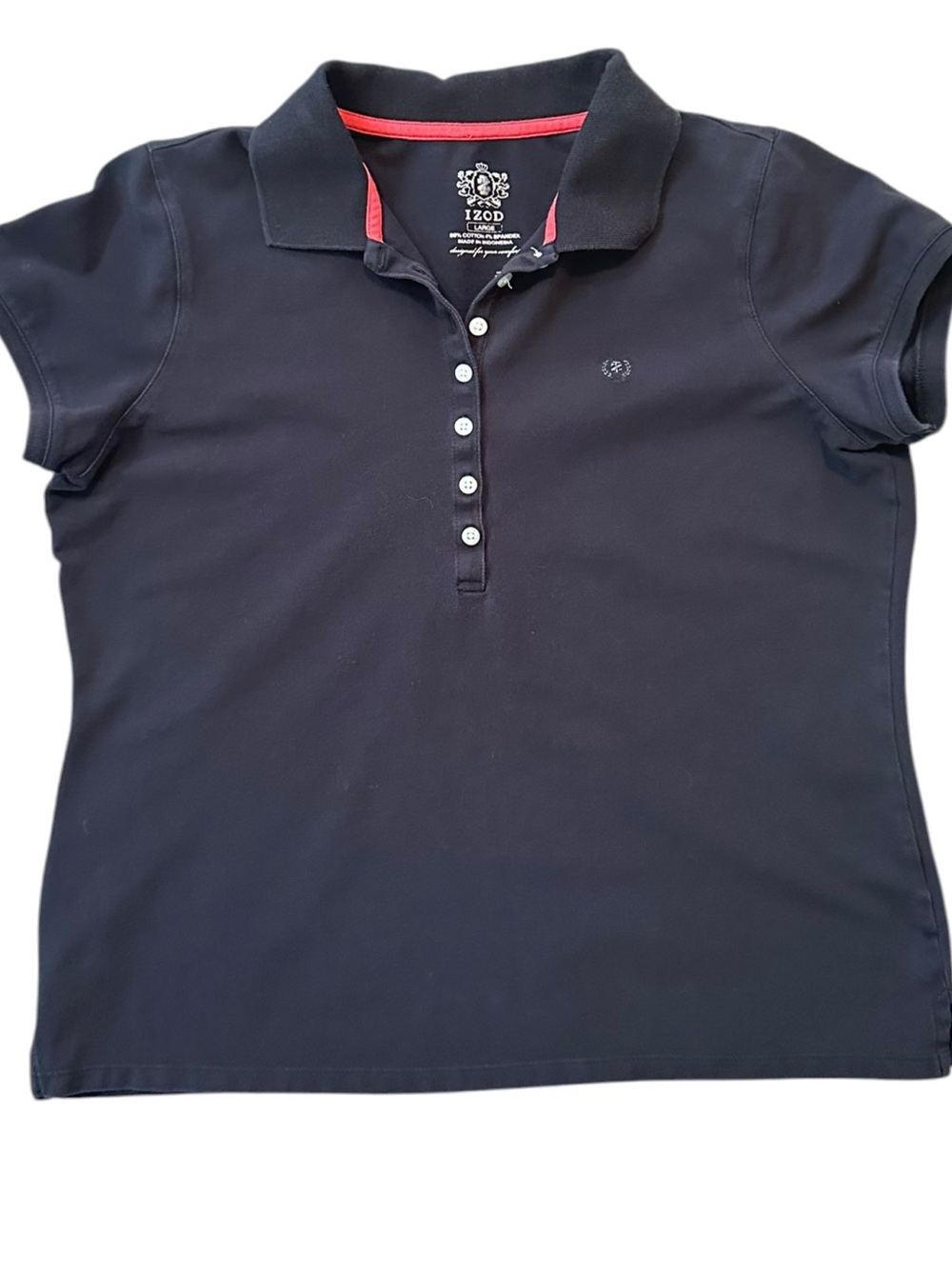 IZOD navy blue cotton blend cap sleeve polo shirt Y2K vibes size Large